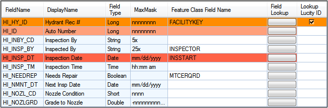 Inspection field tab