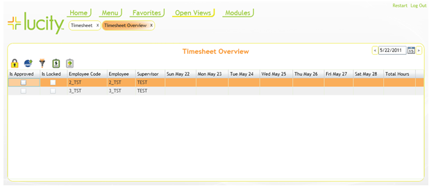 Timesheet overview