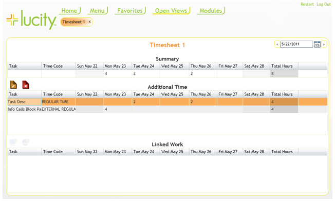 timesheet screen