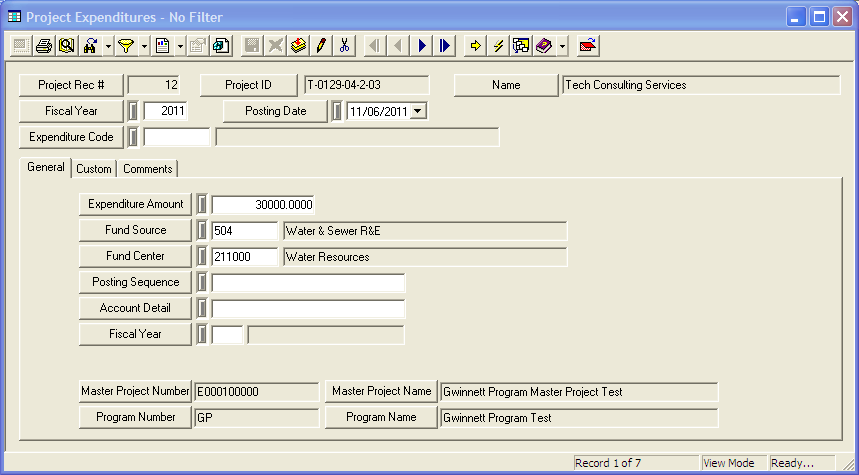 projct expenditures