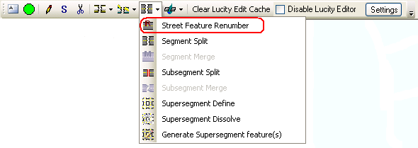 Street Feature Renumber menu