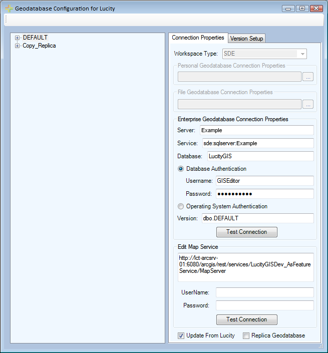 Geodatabase config tool