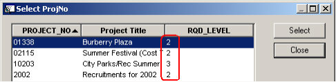 Select ProjNo