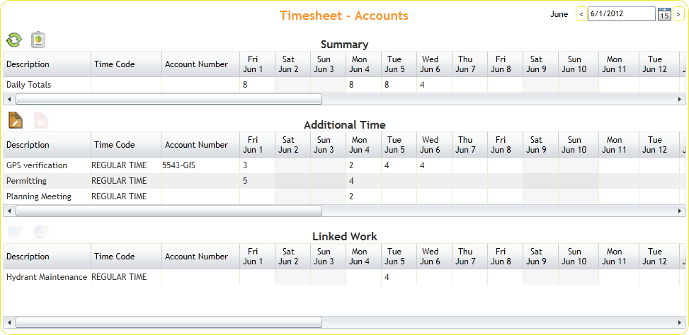 timesheet screen