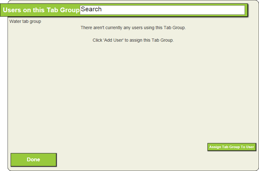 users assigned to group tabs