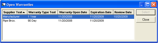 Open Warranties