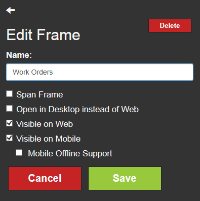 Frame Properties