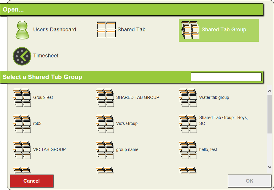 select tab group