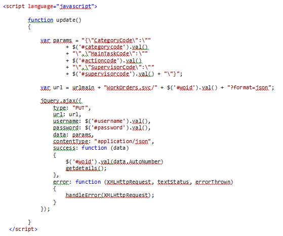 Putting Data using javascript