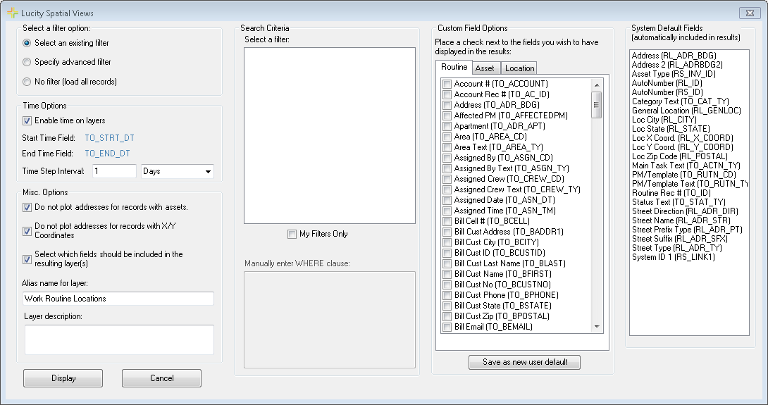 PM location fields list