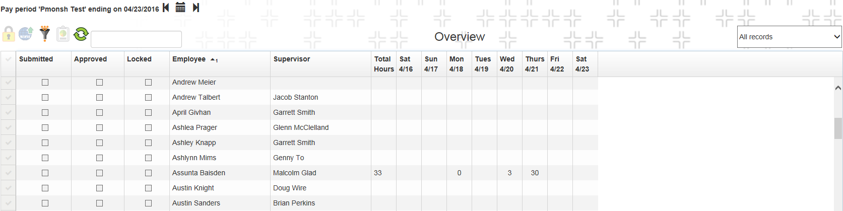 Timesheet overview