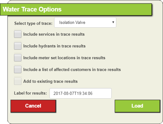 Water trace options