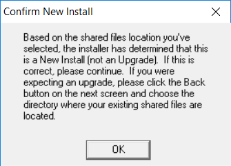 New Install Confirmation