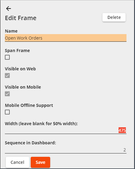Frame Properties