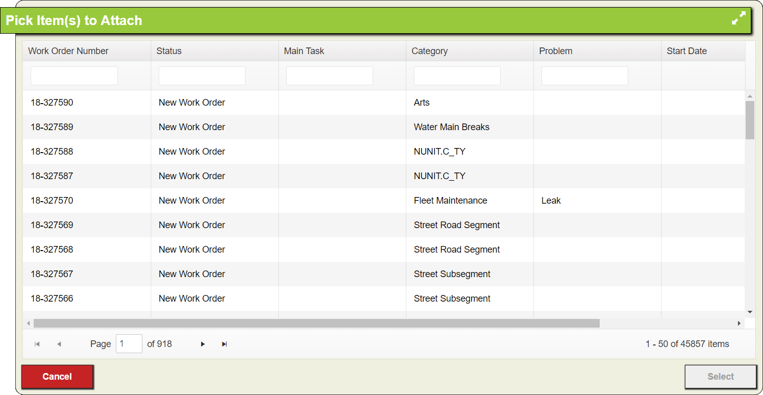 work order list