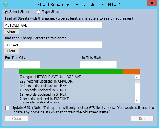 change street names log