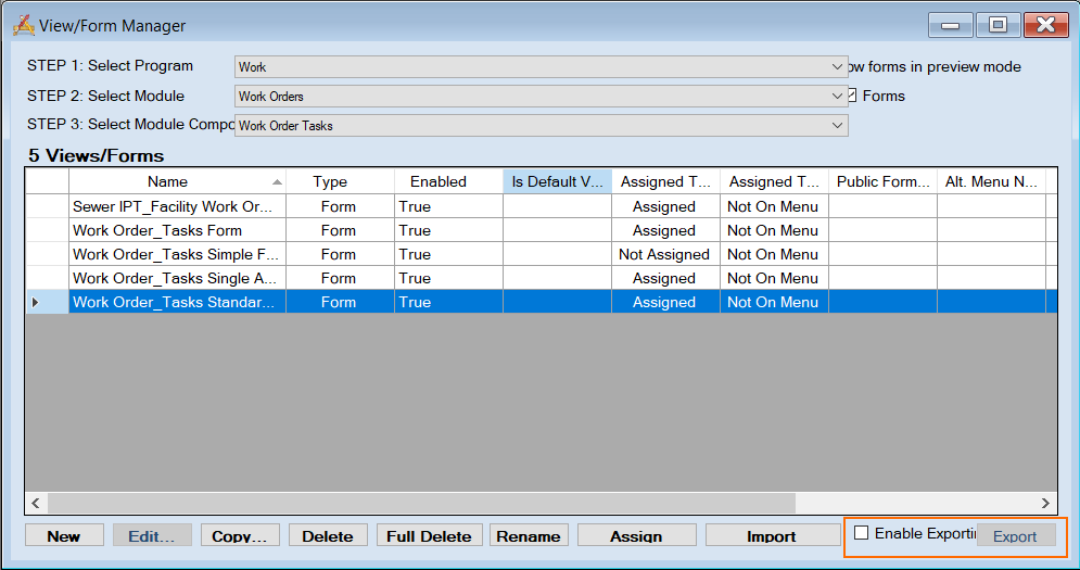 Enable Export