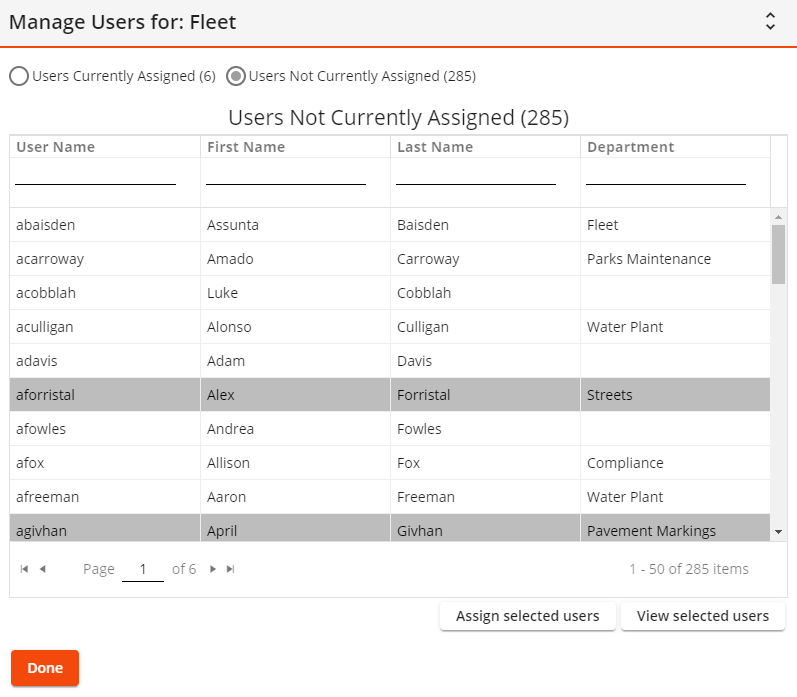 Manage Shared tabs users