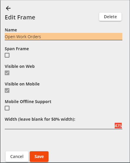 Frame Properties