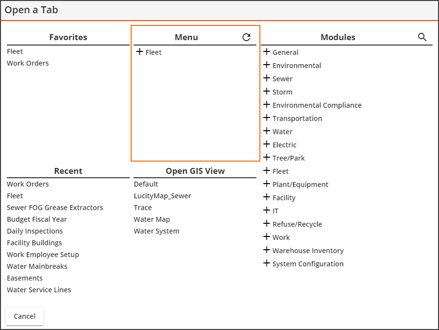 menu setup