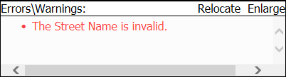 street validation error