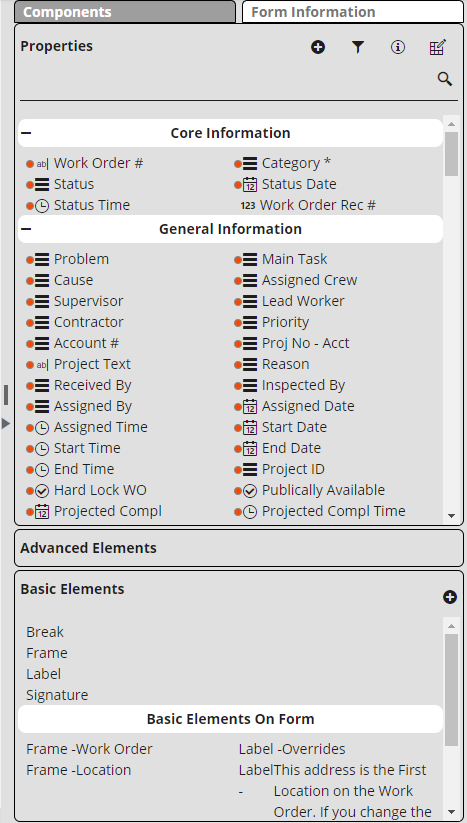 components pane