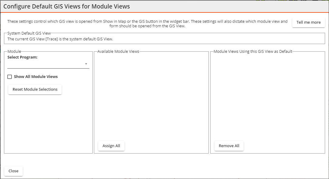 Configure Default GIS Views for Module Vies