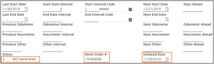 scheduled pm wo generated