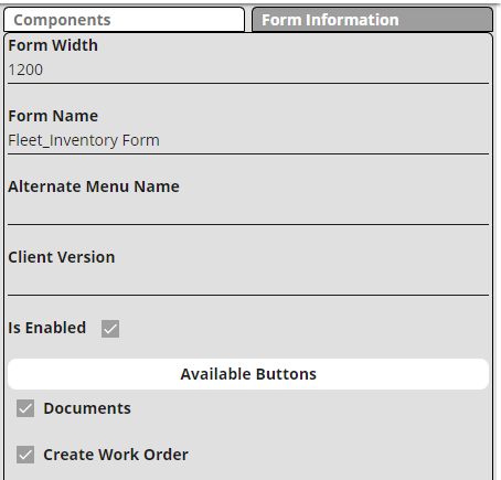 design mode form info