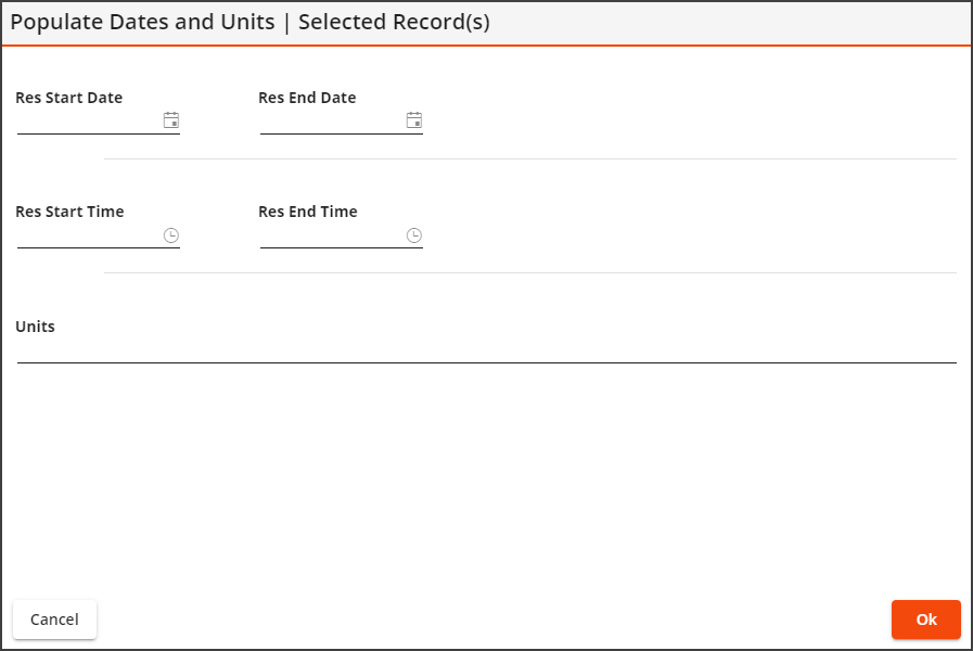 populate dates and units for record