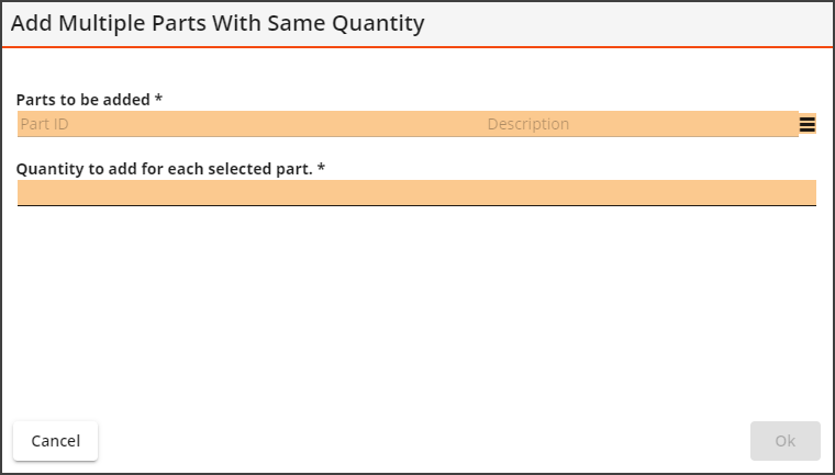 add multiple parts with same quantity