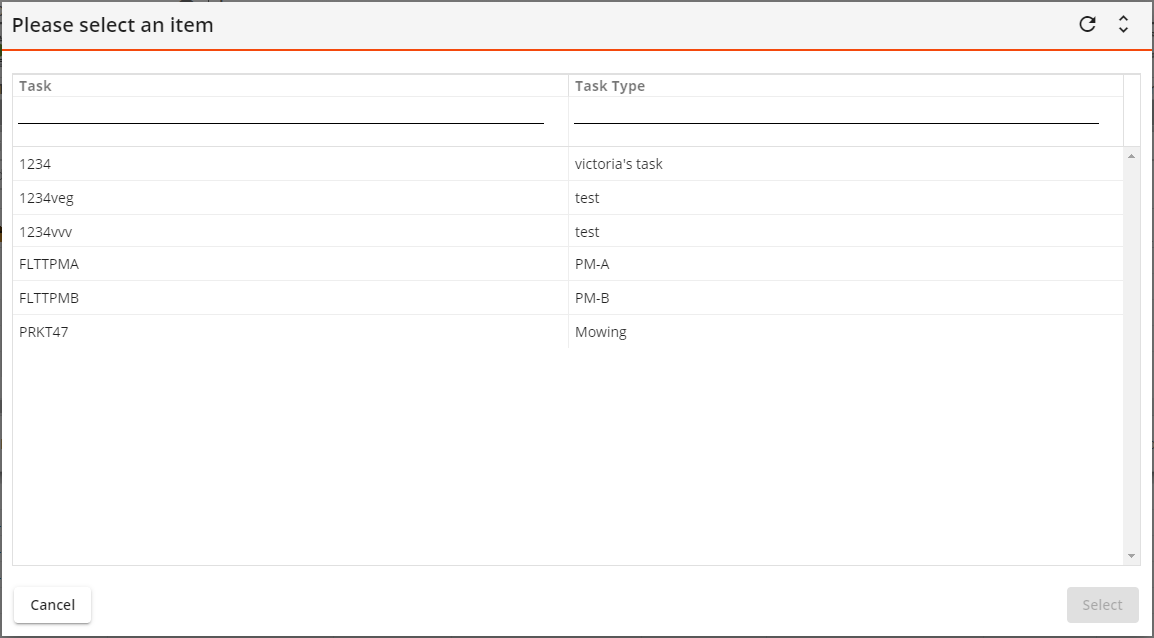 select task for checklist