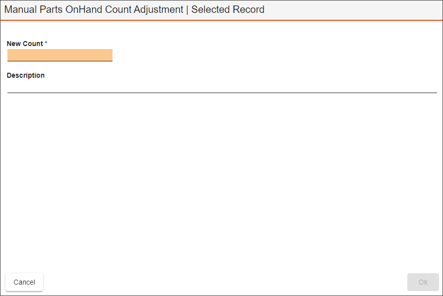 parts manually adjust parts onhand count tk screenshot