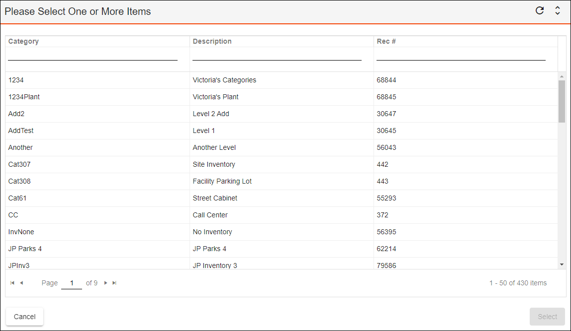 Parts attach material category tk screenshot