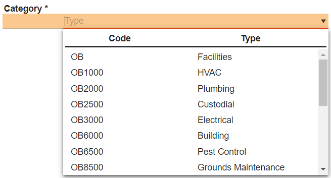 category single drop down