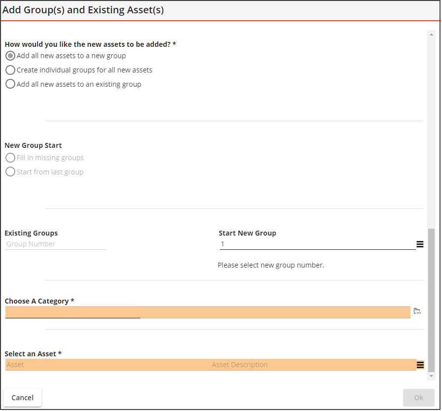 add group and asset to group asset pm