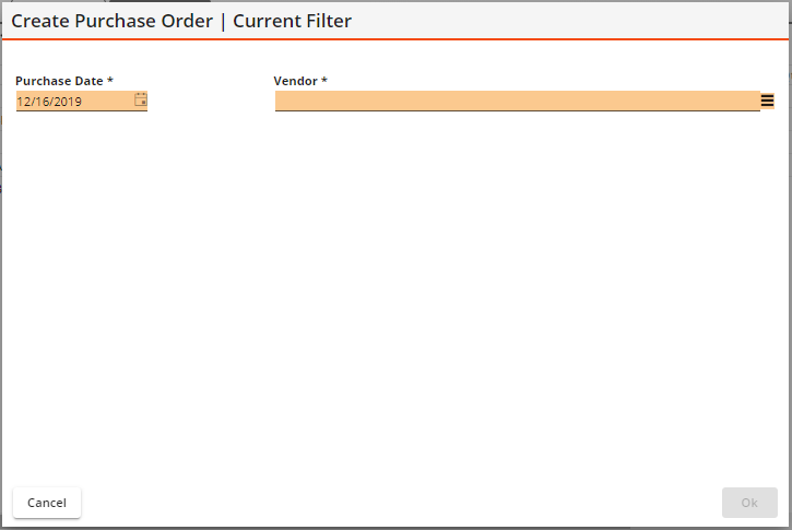 create po from parts filter