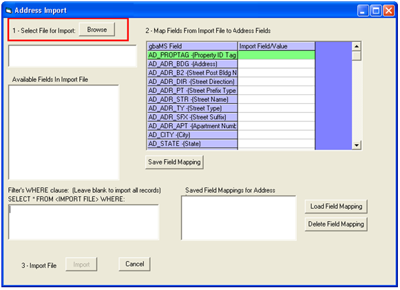 address dialog