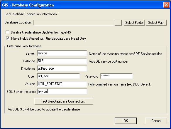 database config