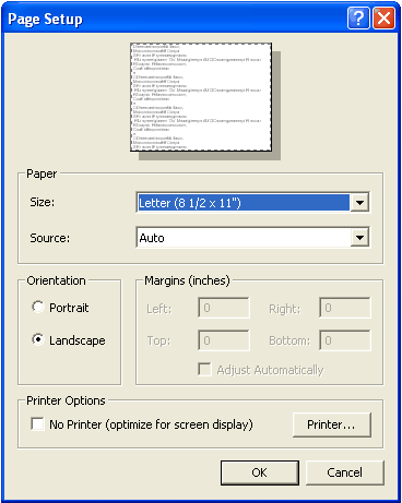 Print Page Setup