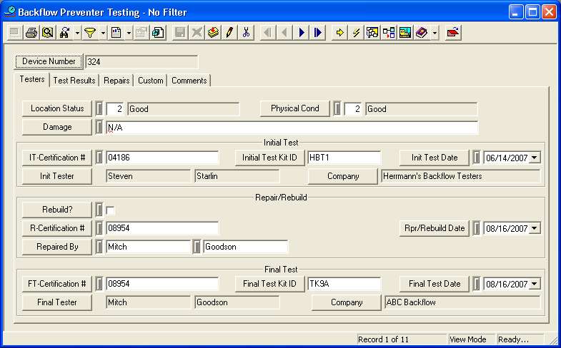 Backflow Tests