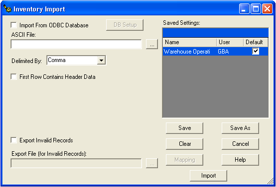 Inventory Import