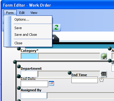 Form Options Menu