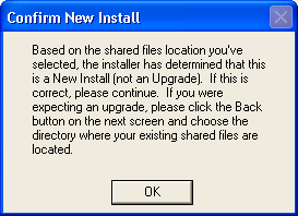 New Install Confirmation