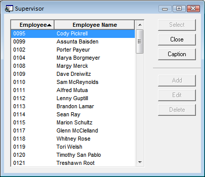 supervisor selection list