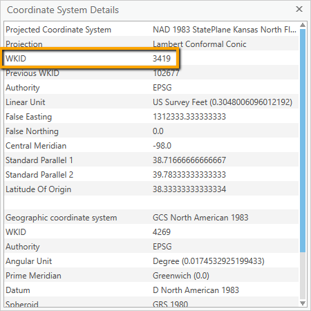 Arcpro wkid2