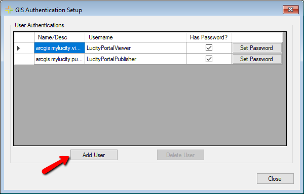 Authentication Setup screen