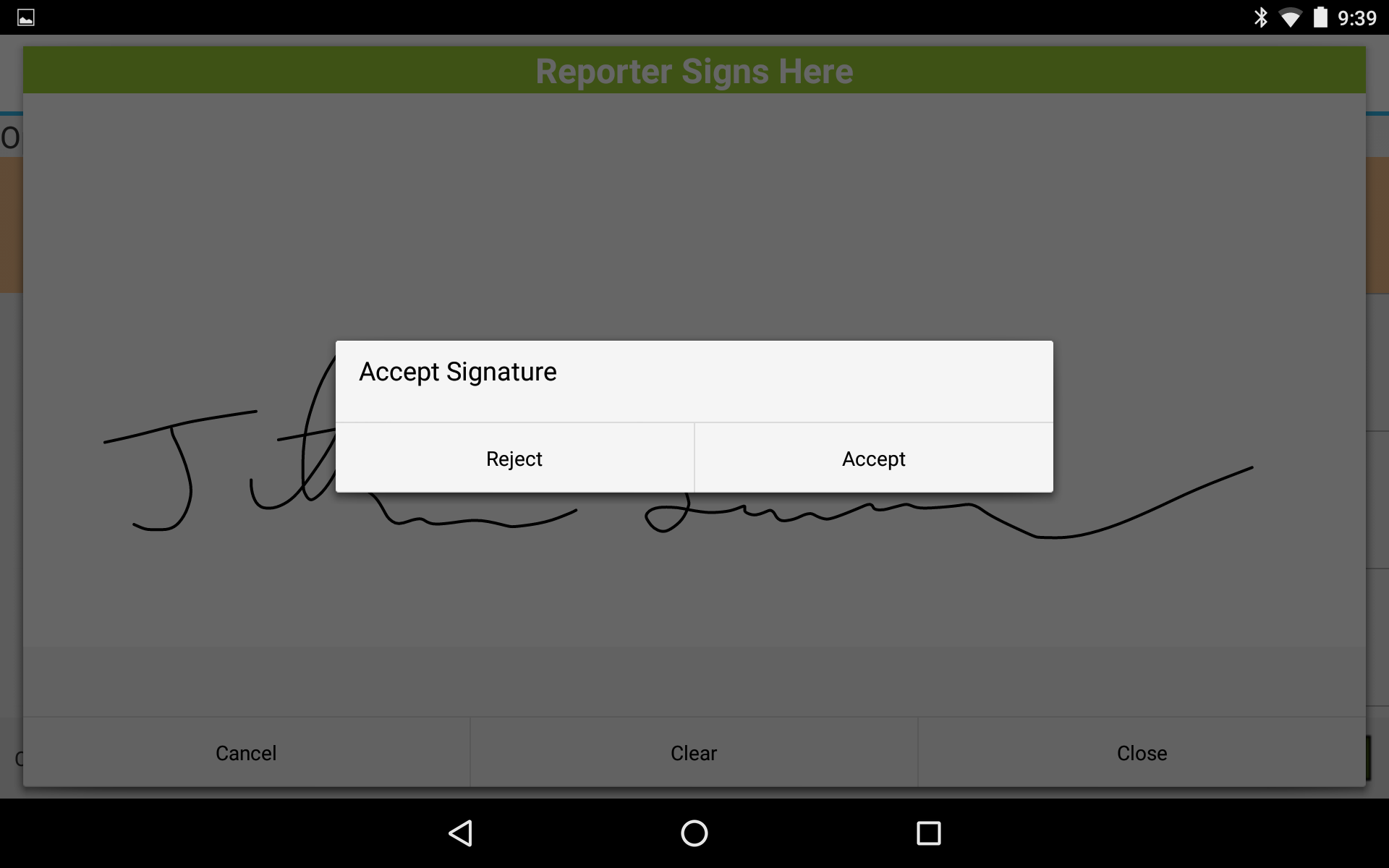 signature acceptance