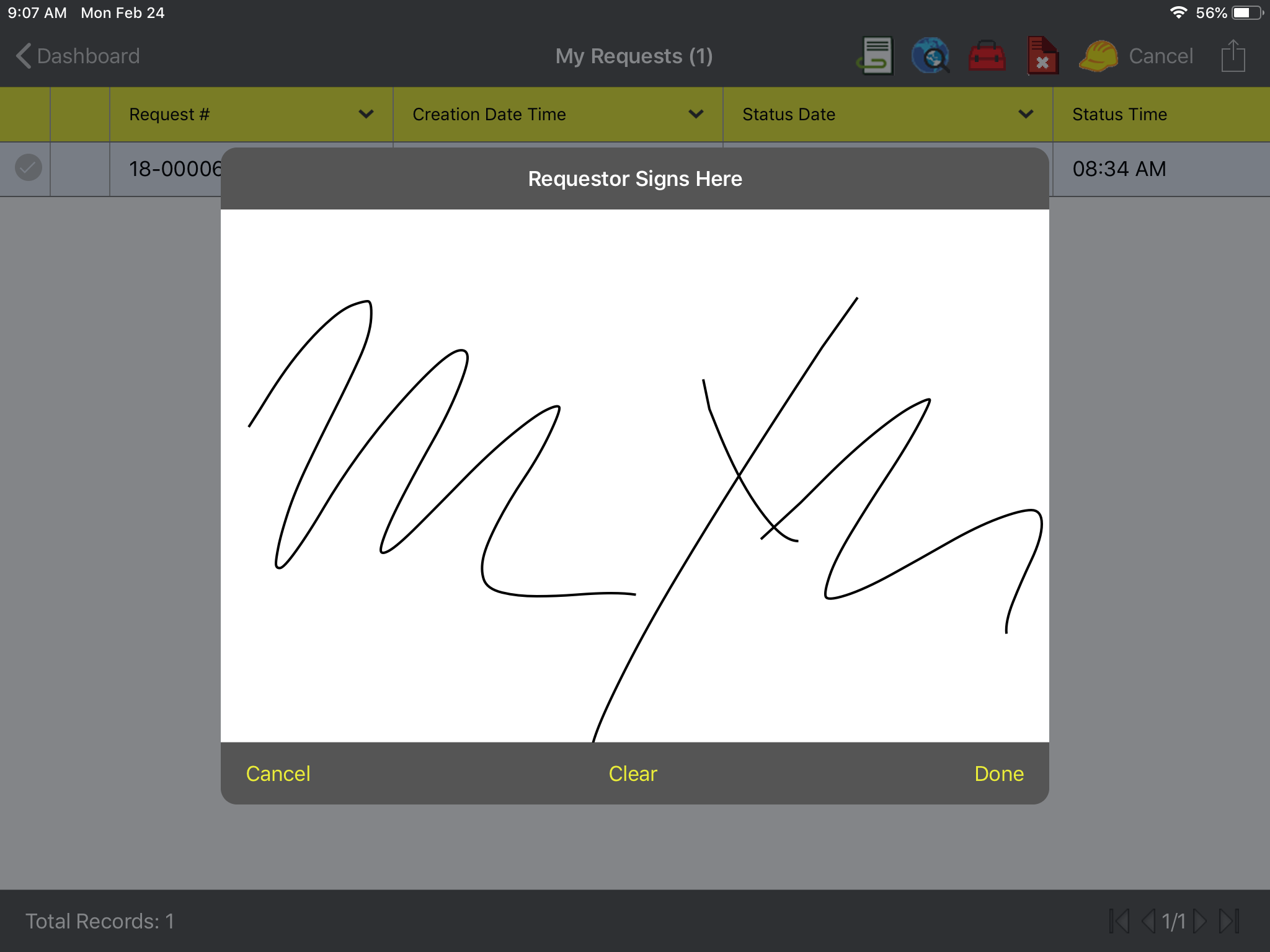 iOS Signature window