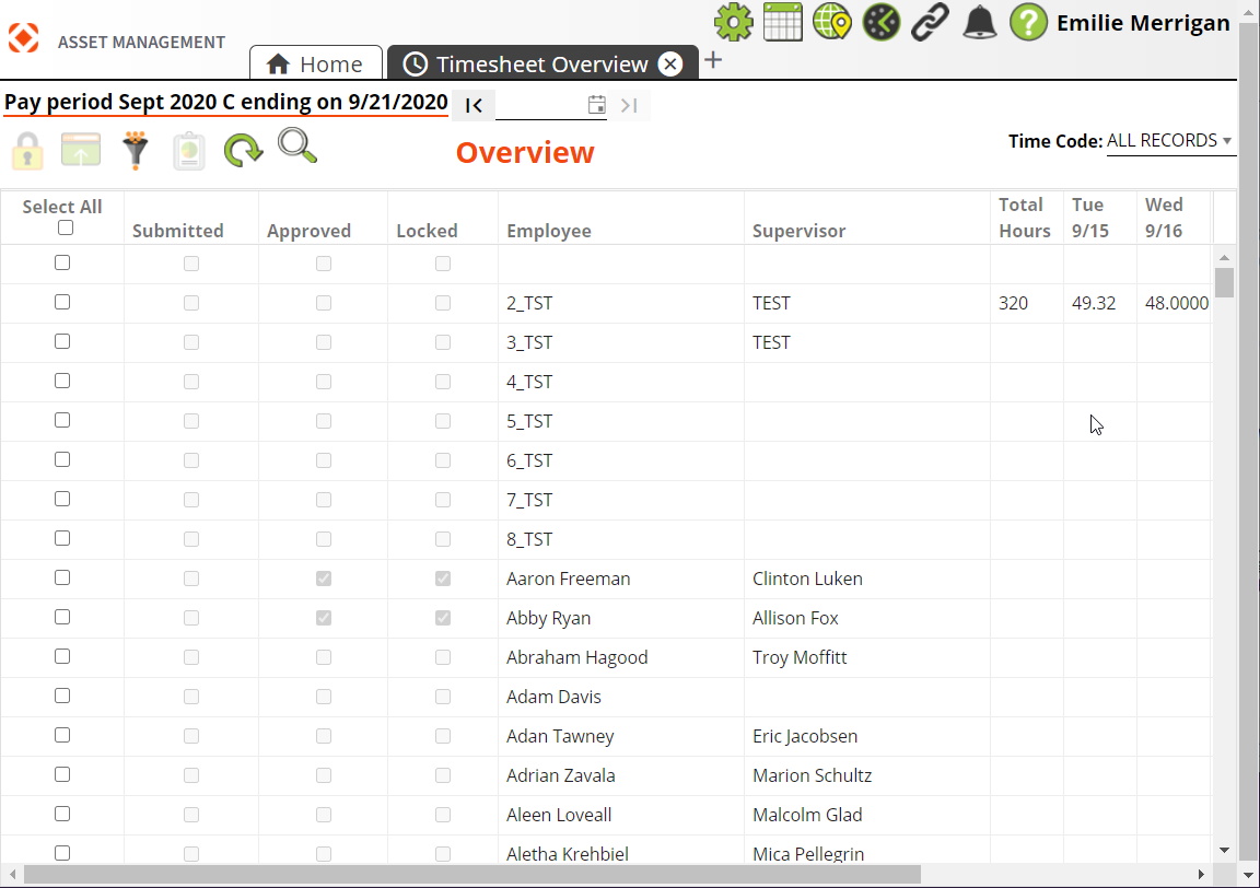 Timesheet overview